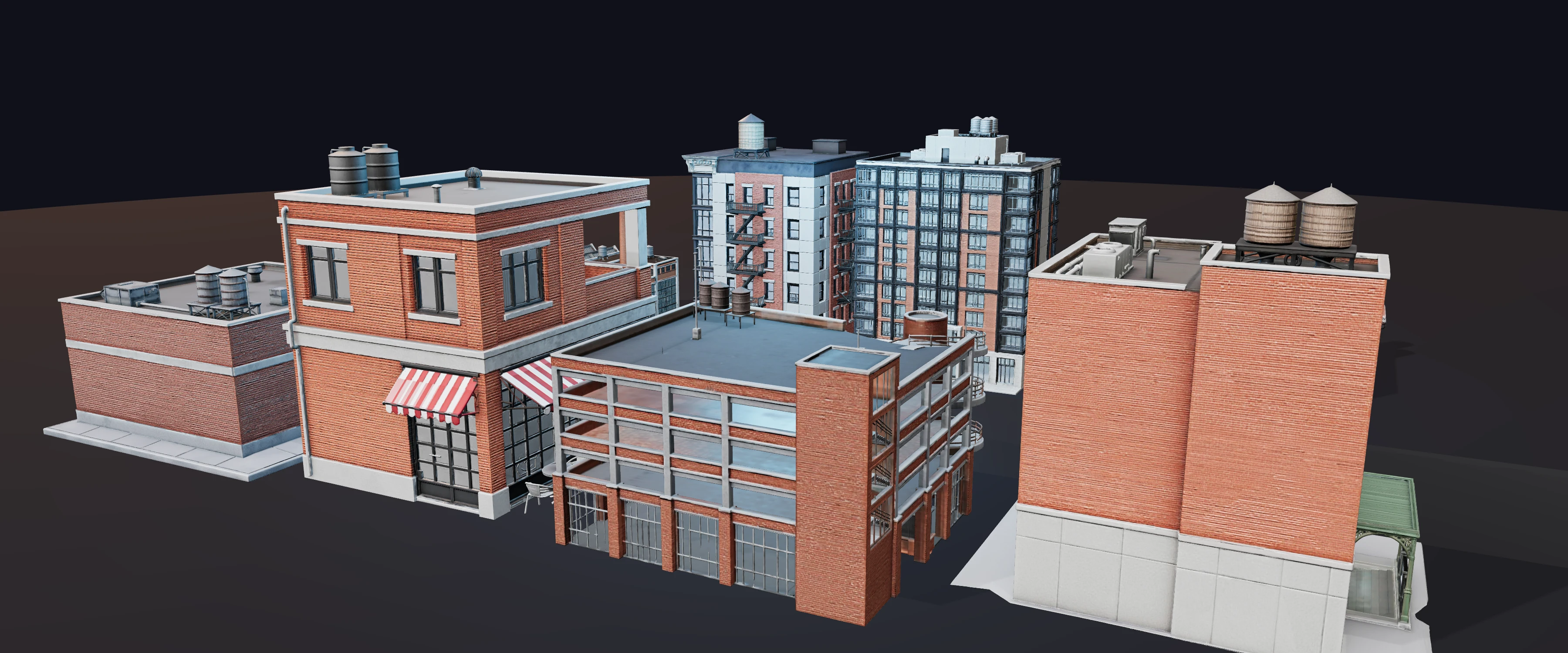 Brick & Steel District Kit — all pieces