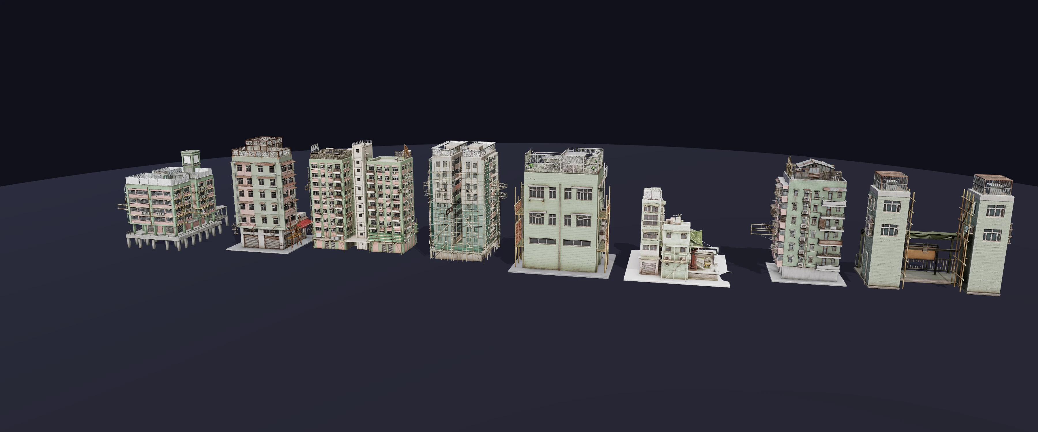 Harbour High-Rise Kit — all 8 pieces at one scale