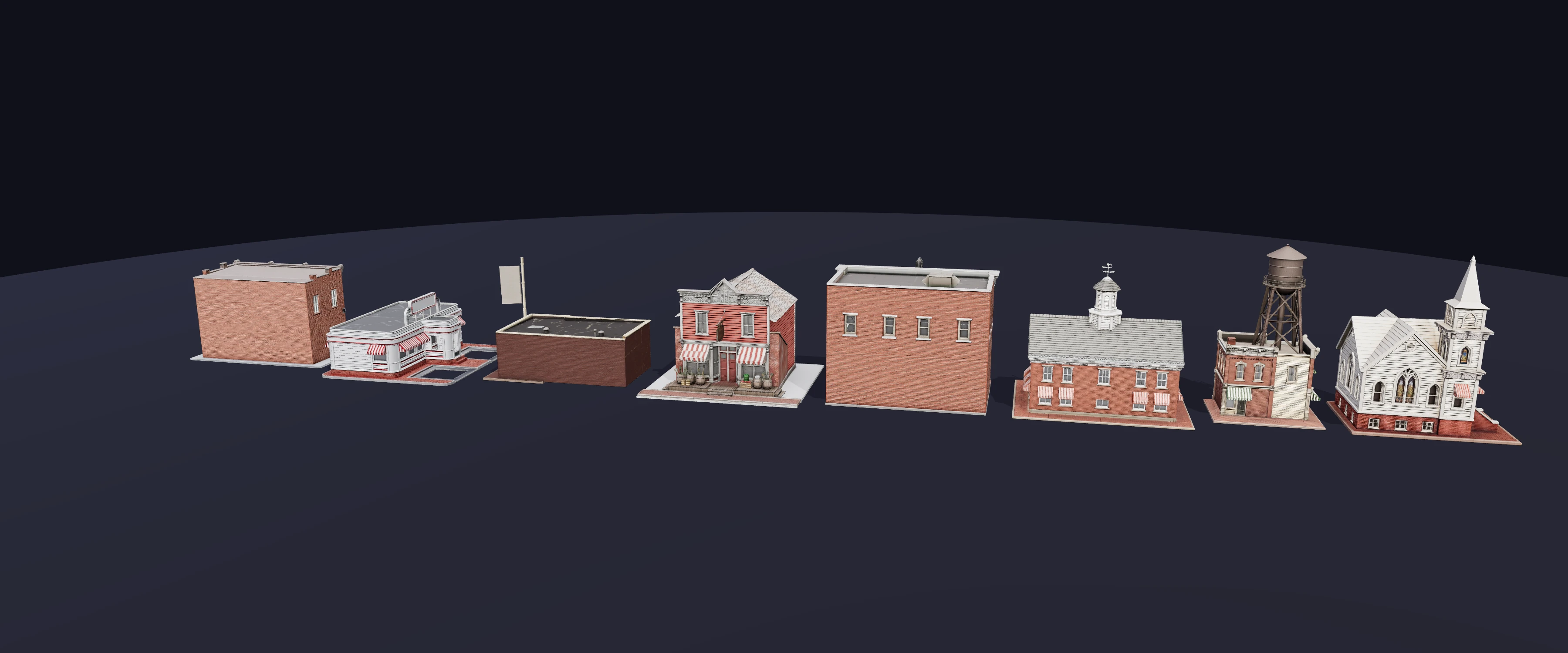 Main Street Kit — all 8 pieces at one scale