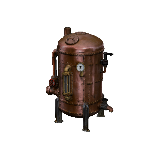Riveted copper boiler