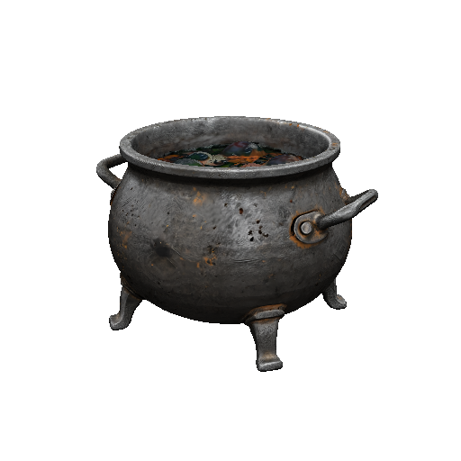 Cauldron with bubbling liquid