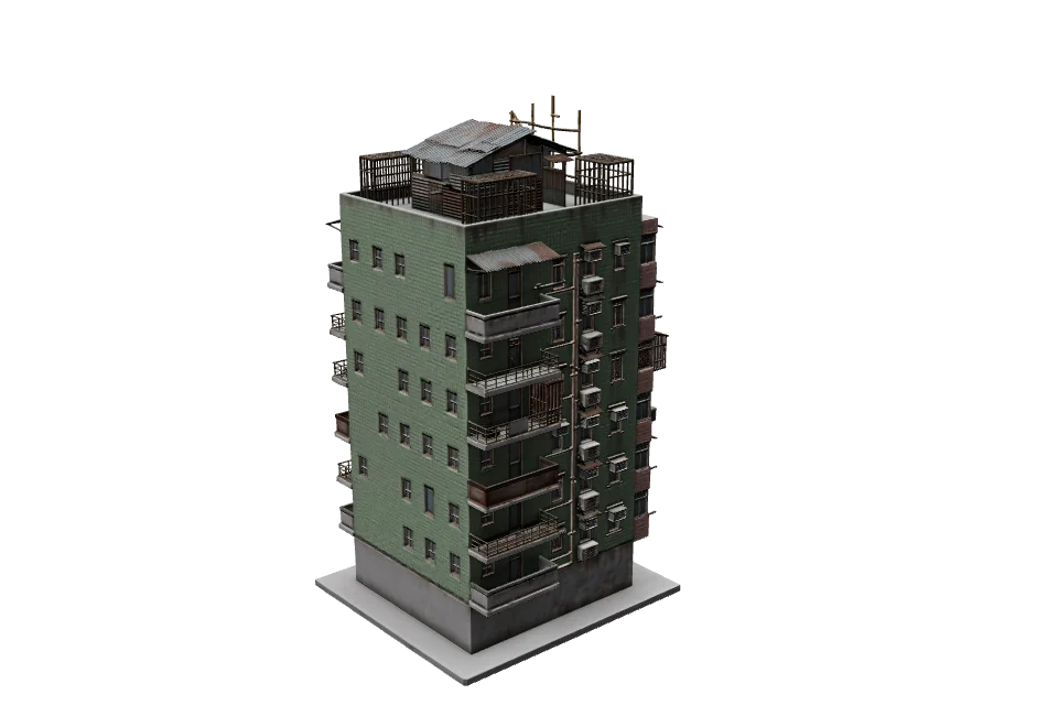 Walk-Up Tenement Block — ¾ view