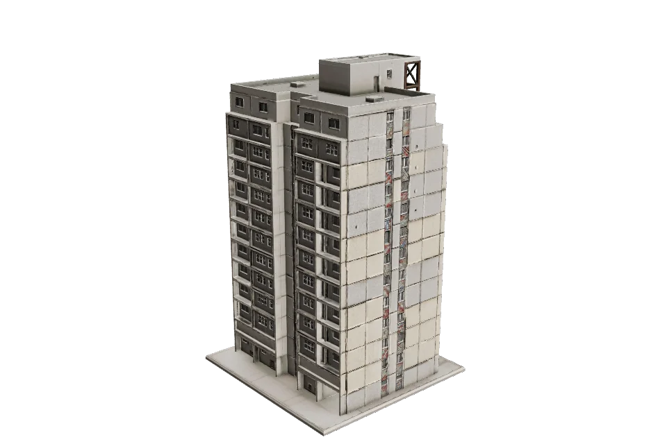 Concrete Tower Block — ¾ view · other side