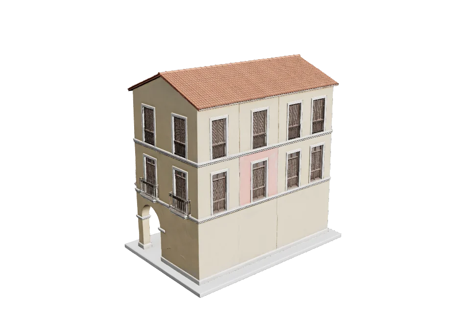 Arcaded Shop Row — ¾ view · other side