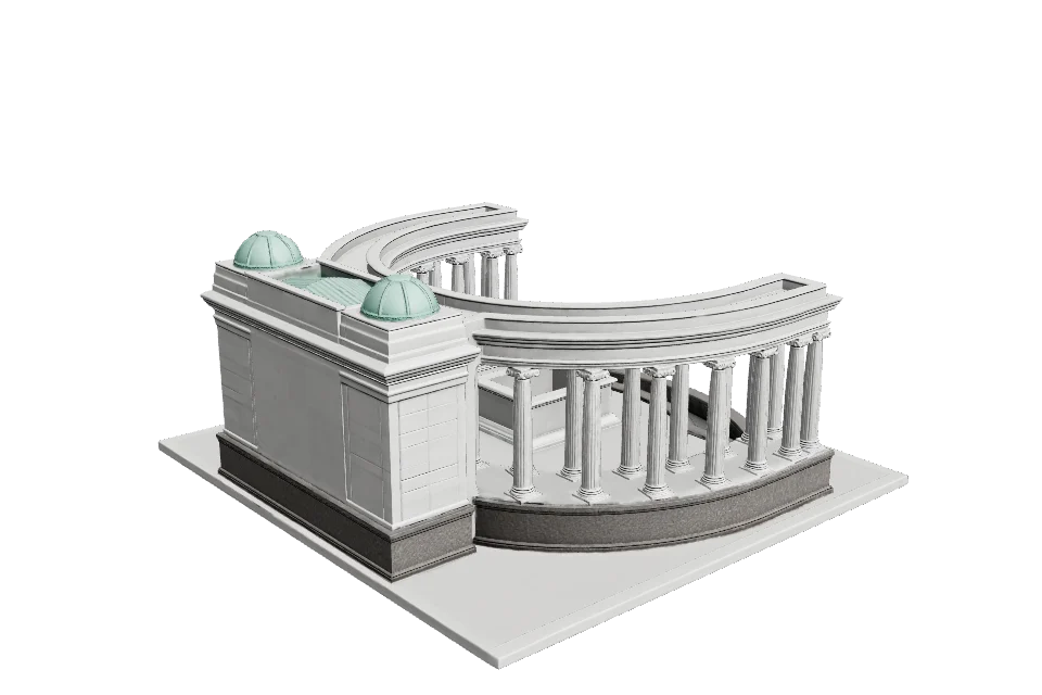 Memorial Colonnade — ¾ view · other side