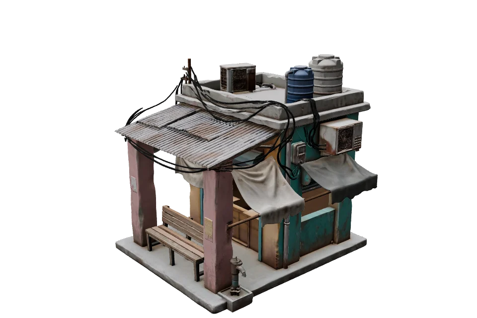 Rickshaw Shelter — ¾ view
