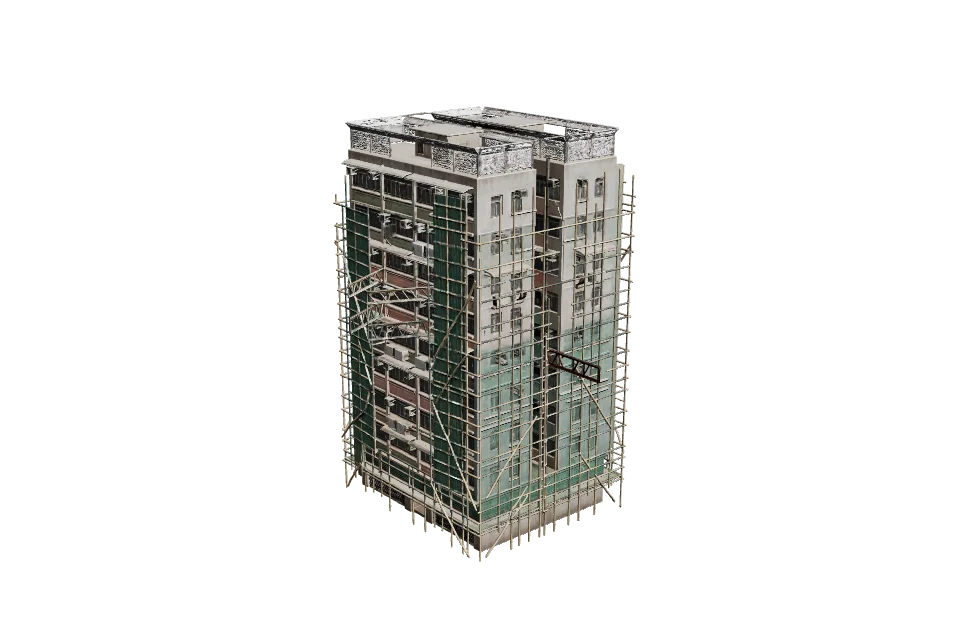 Bamboo Scaffold Tower — ¾ view · other side