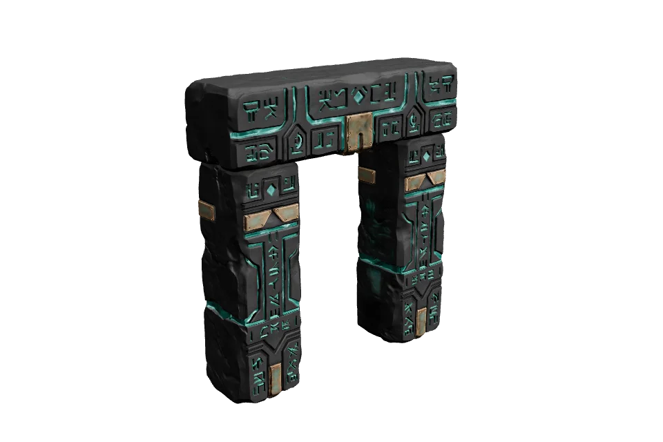 Monolith Gate — ¾ view · other side