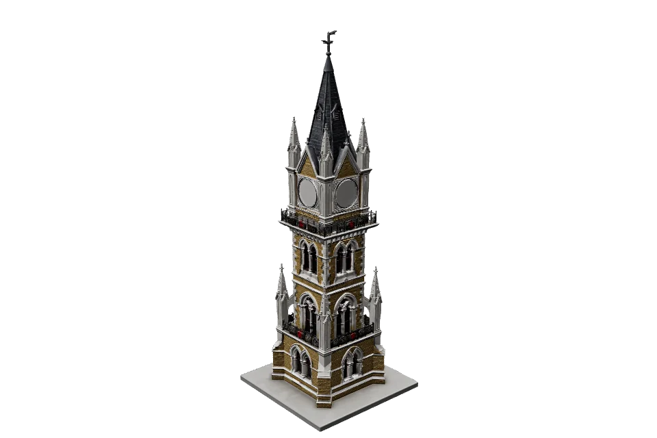 Gothic Clock Tower — ¾ view