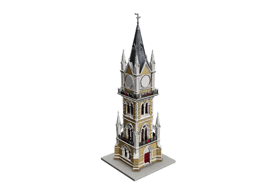 Gothic Clock Tower — ¾ view · other side