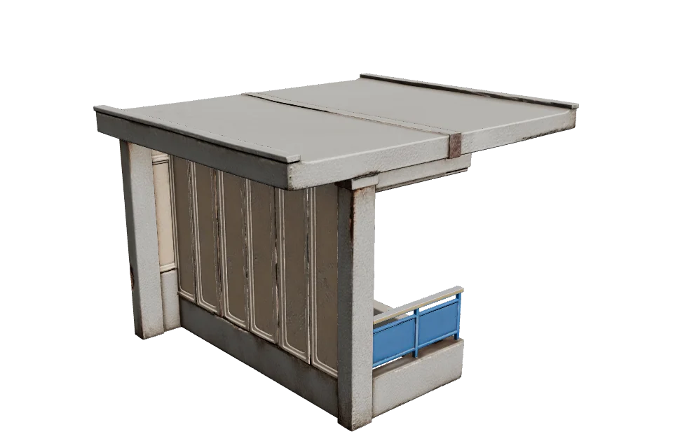 Concrete Bus Shelter — ¾ view · other side