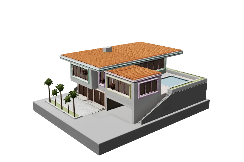 Hillside Modern Villa — ¾ view