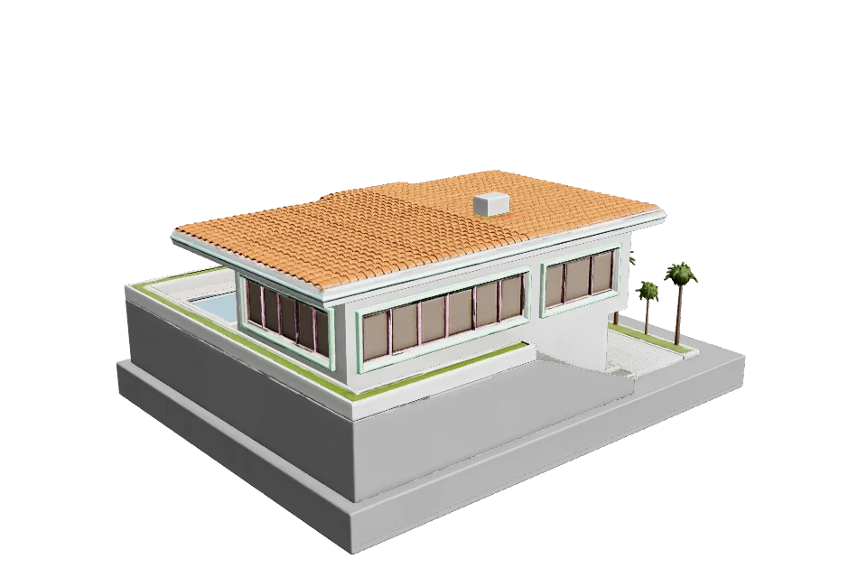 Hillside Modern Villa — ¾ view · other side