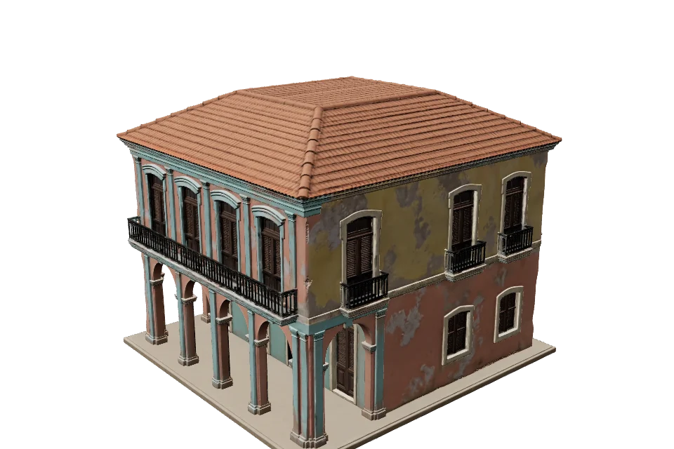 Colonial Mansion — ¾ view