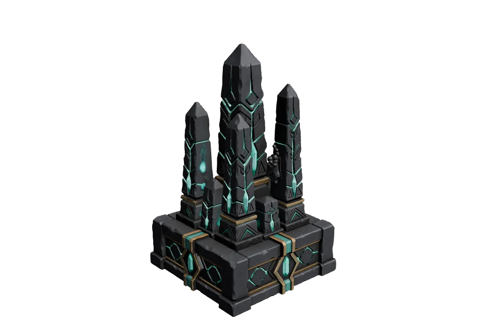 Obelisk Cluster — ¾ view · other side