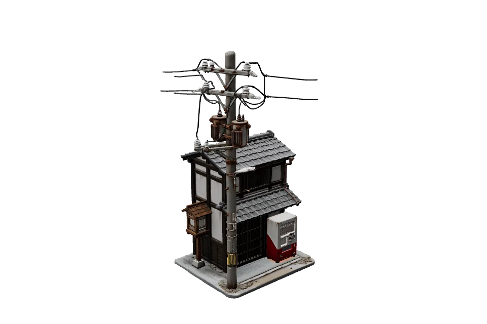 Utility Pole Set — ¾ view