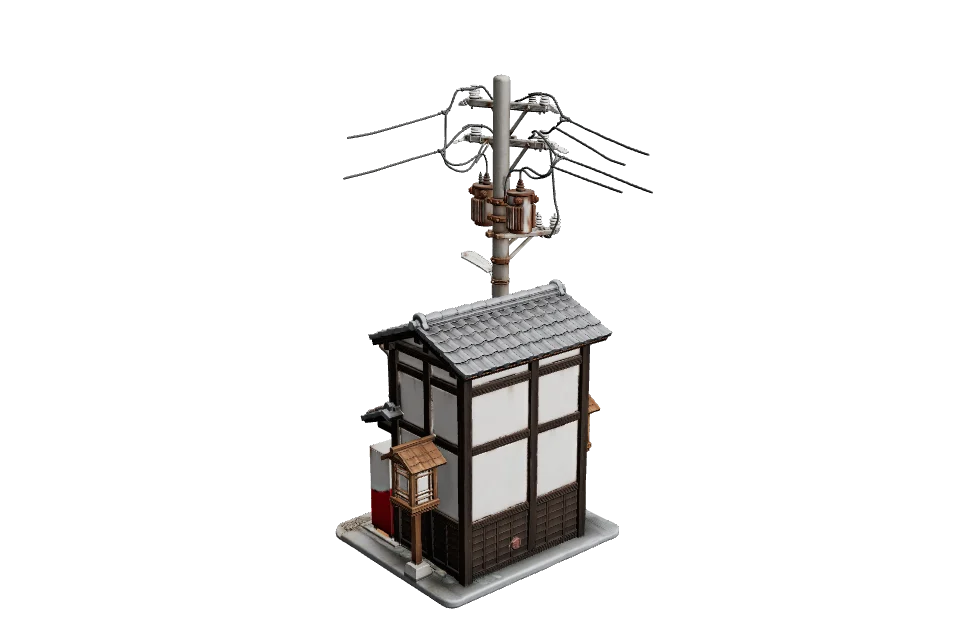 Utility Pole Set — ¾ view · other side