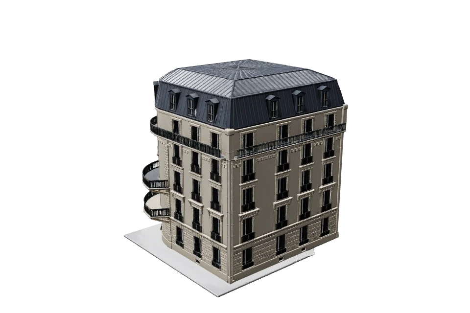 Corner Apartment Block — ¾ view
