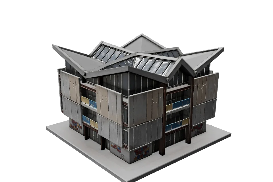 Glass Market Pavilion — ¾ view