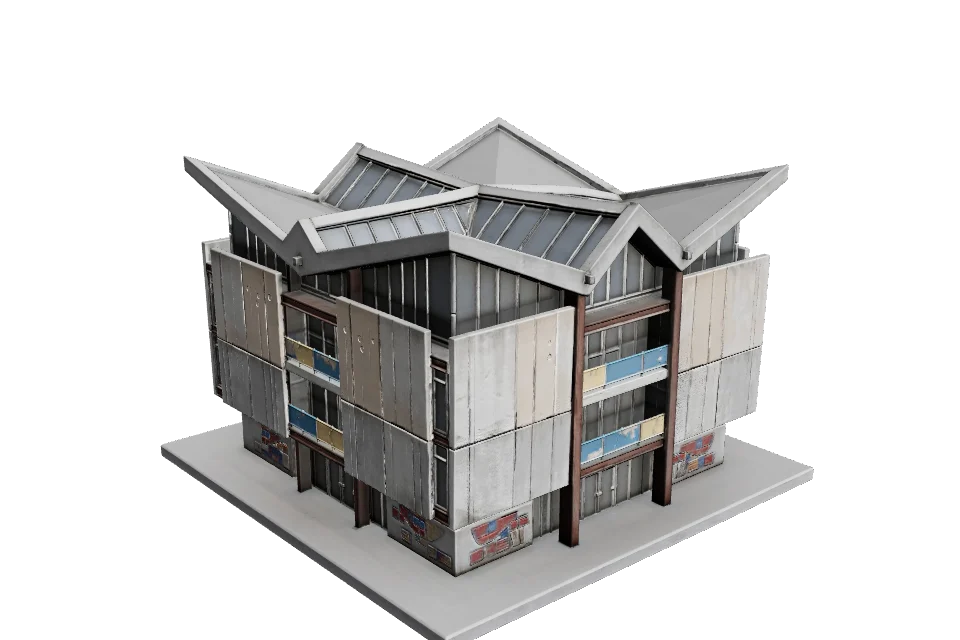 Glass Market Pavilion — ¾ view · other side
