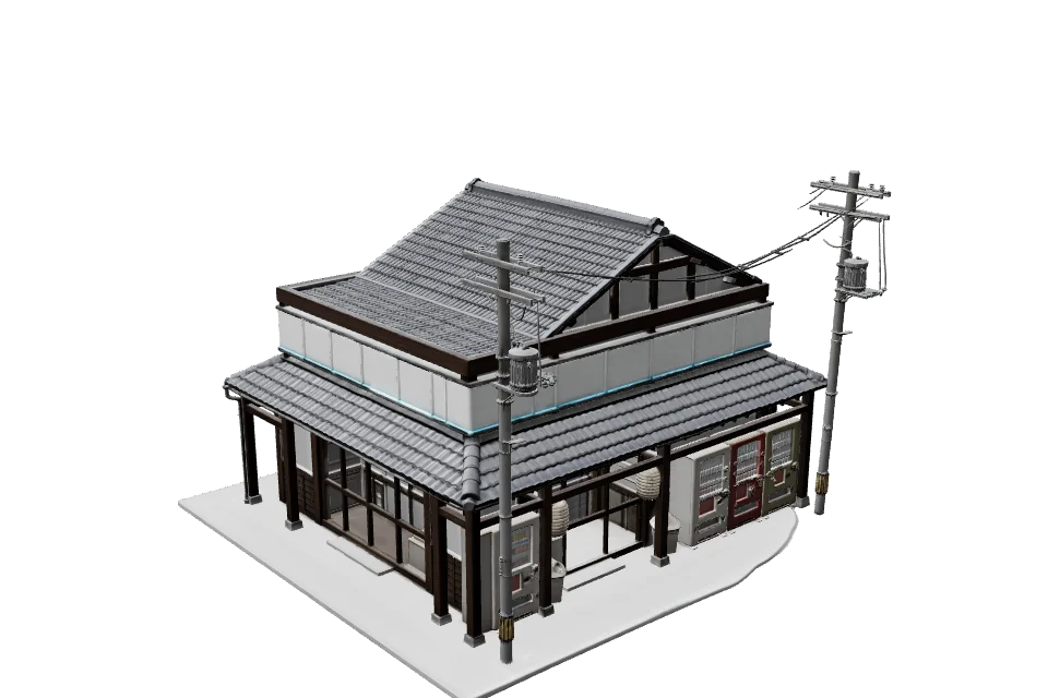 Corner Convenience Store — ¾ view
