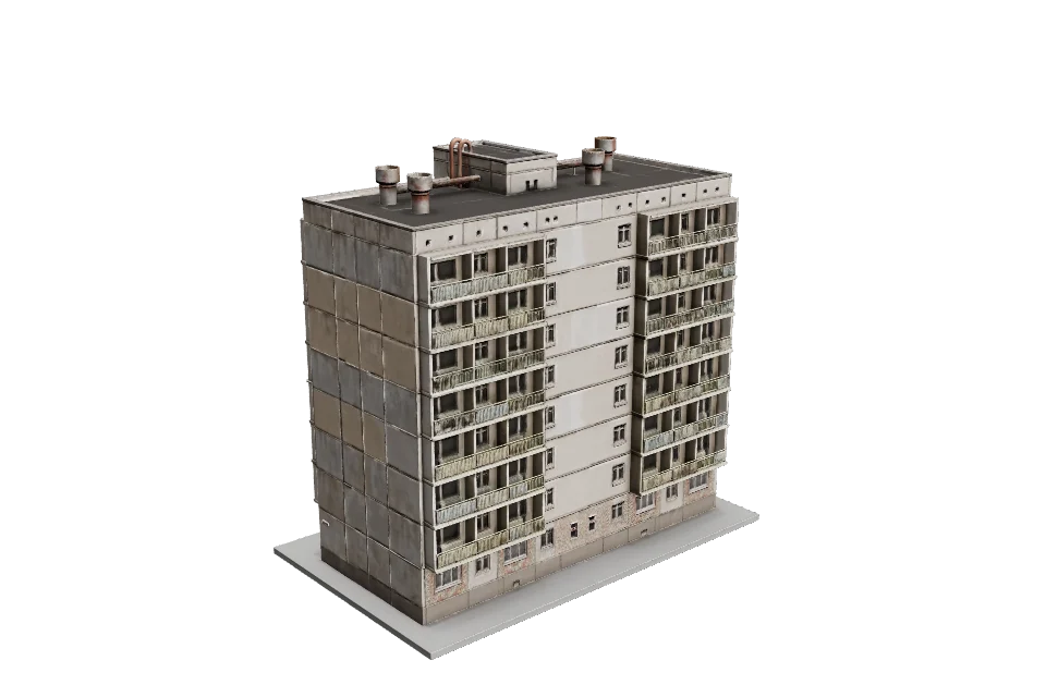Prefab Panel Block — ¾ view · other side