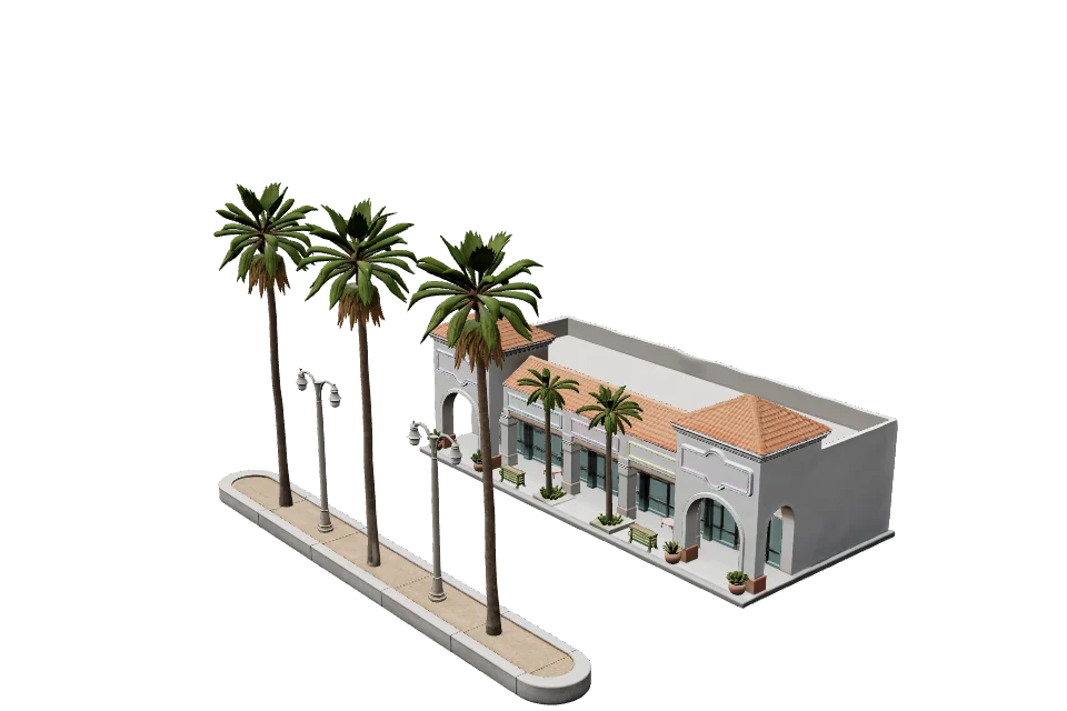 Palm Boulevard Median — ¾ view