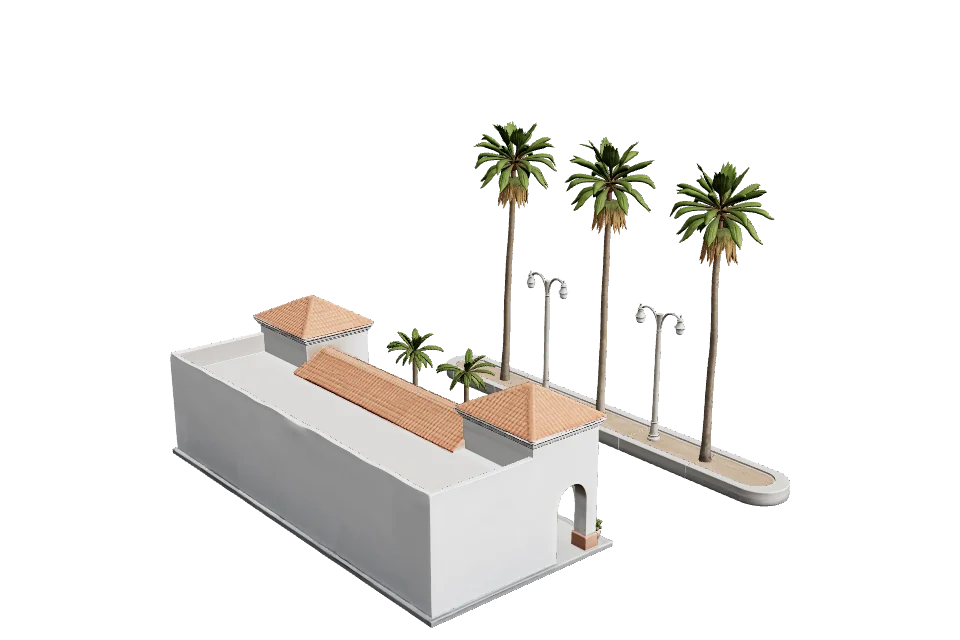 Palm Boulevard Median — ¾ view · other side