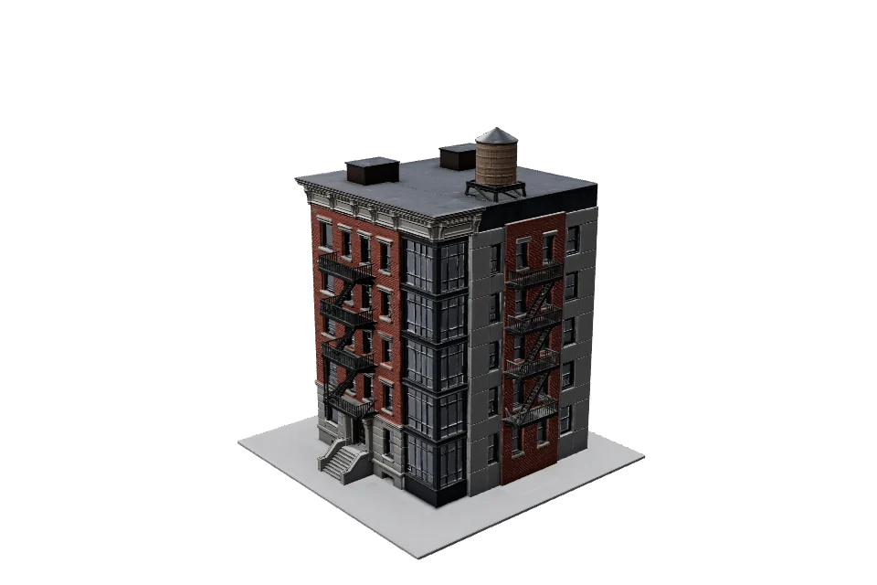 Corner Brownstone — ¾ view