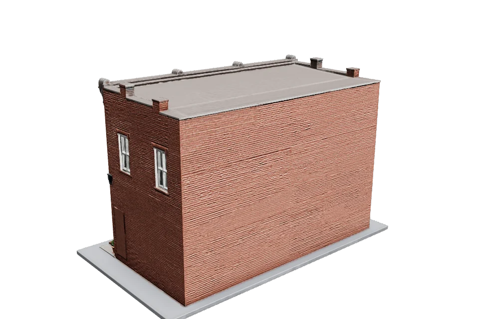 Brick Storefront Row — ¾ view · other side
