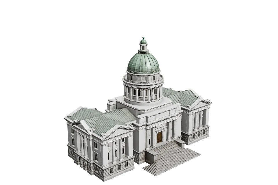Domed Assembly Hall — ¾ view · other side