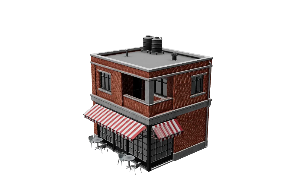 Corner Cafe — ¾ view