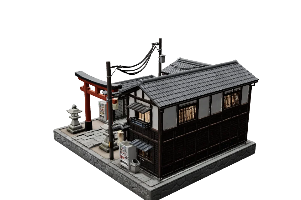 Vermilion Shrine Gate — ¾ view