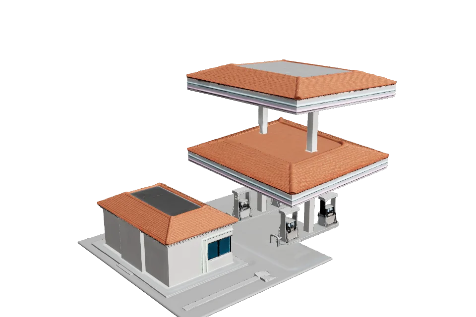 Canopy Gas Station — ¾ view · other side