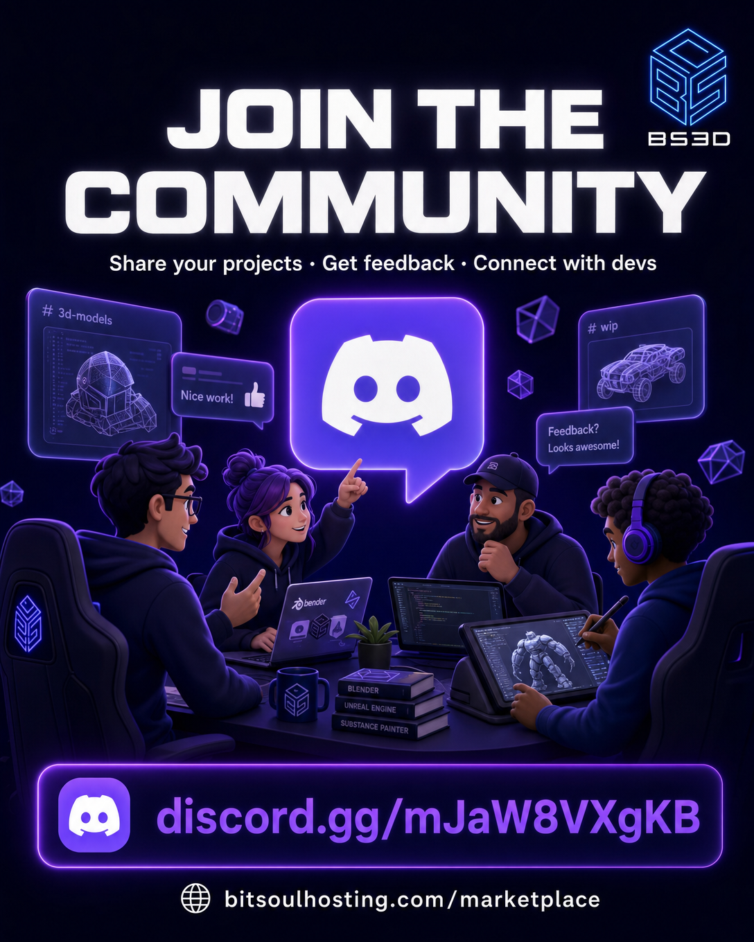 Join the BitSoul3D Discord community — share projects, get feedback, connect with devs