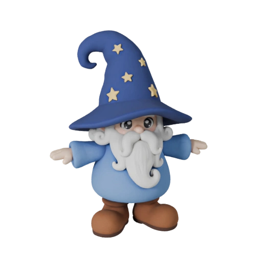 Chibi Wizard — stylised 3D model generated by the BitSoul3D AI Engine