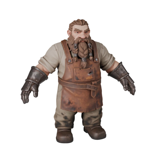 Dwarven Smith — game-ready 3D model generated by the BitSoul3D AI Engine