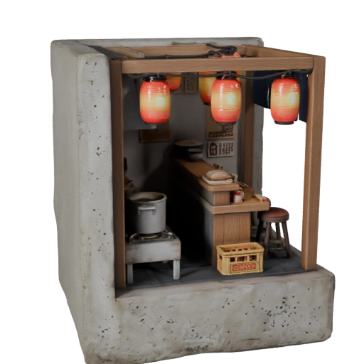 Miniature Ramen Shop — showpiece 3D model generated by the BitSoul3D AI Engine