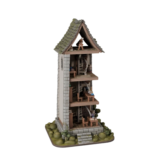 Cutaway Wizard Tower — showpiece 3D model generated by the BitSoul3D AI Engine