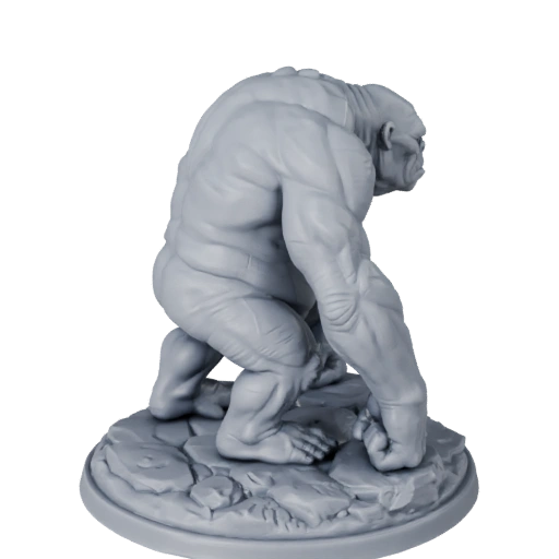 Tabletop Cave Troll (printable) — showpiece 3D model generated by the BitSoul3D AI Engine
