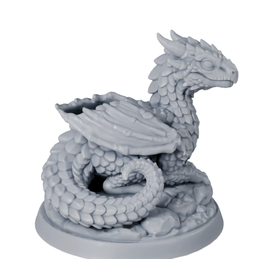 Tabletop Wyrmling (printable) — showpiece 3D model generated by the BitSoul3D AI Engine