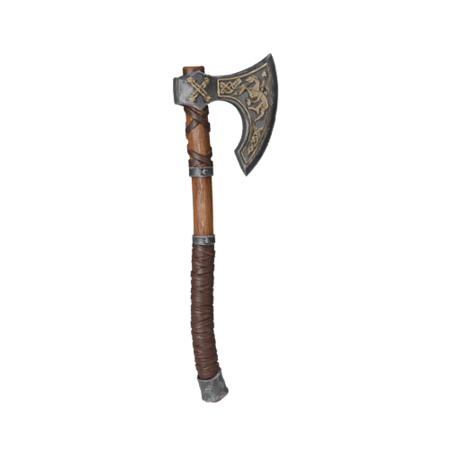 Bearded War Axe — game-ready 3D model generated by the BitSoul3D AI Engine