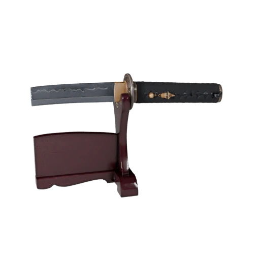 Katana on Stand — game-ready 3D model generated by the BitSoul3D AI Engine